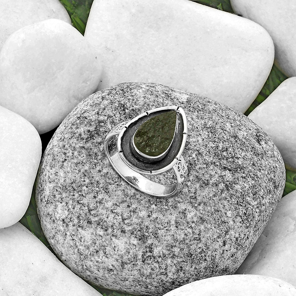 Natural Tektite Rough - Greek Ring size-7.5 R-1688 SDR176700