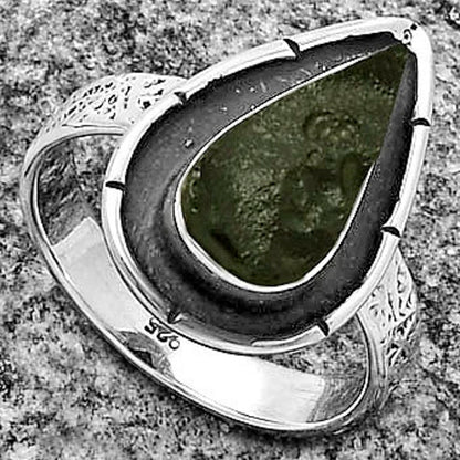 Natural Tektite Rough - Greek Ring size-7.5 R-1688 SDR176707