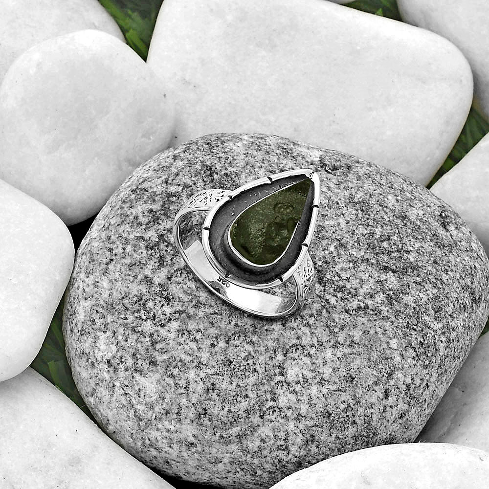 Natural Tektite Rough - Greek Ring size-7.5 R-1688 SDR176707