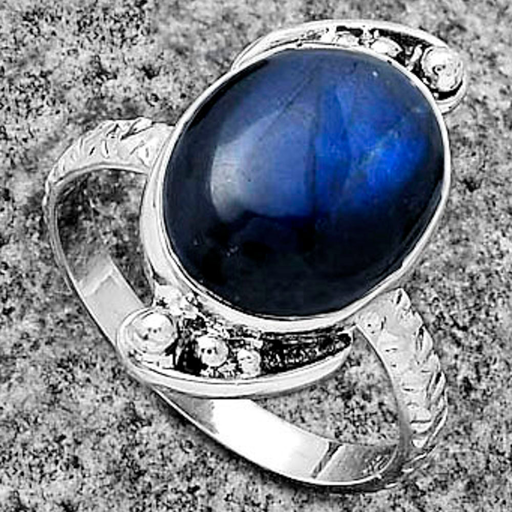 Blue Fire Labradorite - Madagascar Ring size-7 R-1160 SDR176885