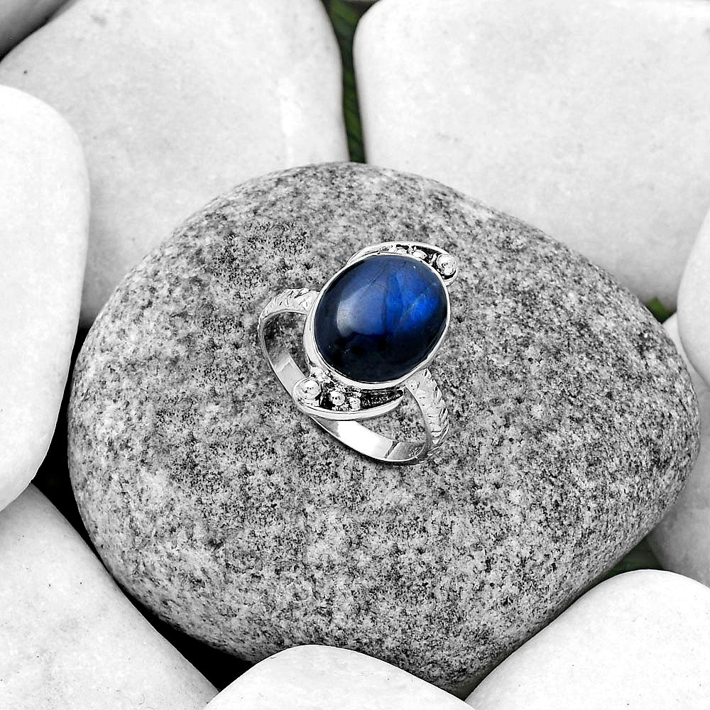 Blue Fire Labradorite - Madagascar Ring size-7 R-1160 SDR176885