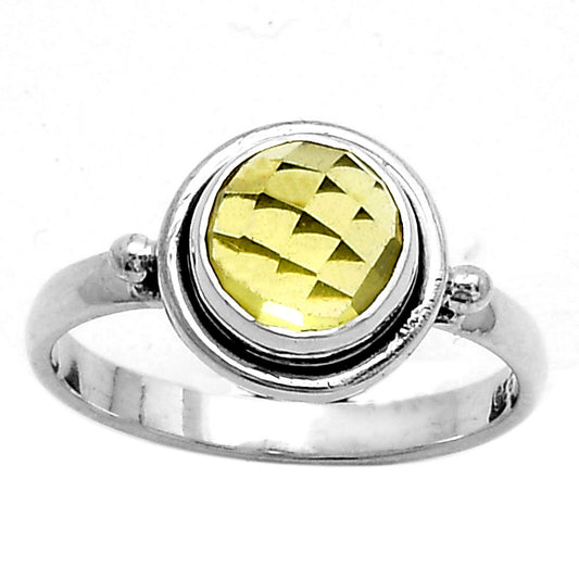 Faceted Natural Lemon Quartz Ring size-8.5 R-1220 SDR177170