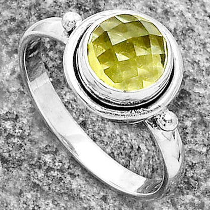 Faceted Natural Lemon Quartz Ring size-8.5 R-1220 SDR177170