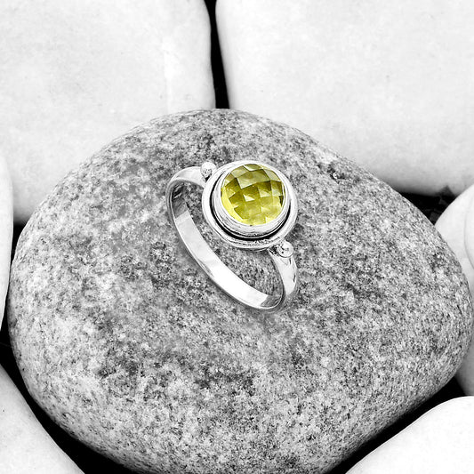Faceted Natural Lemon Quartz Ring size-8.5 R-1220 SDR177170