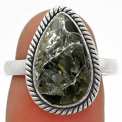 Natural Obsidian And Zinc Ring size-7.5 R-1009 SDR177392