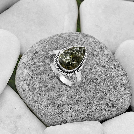 Natural Obsidian And Zinc Ring size-7.5 R-1009 SDR177392