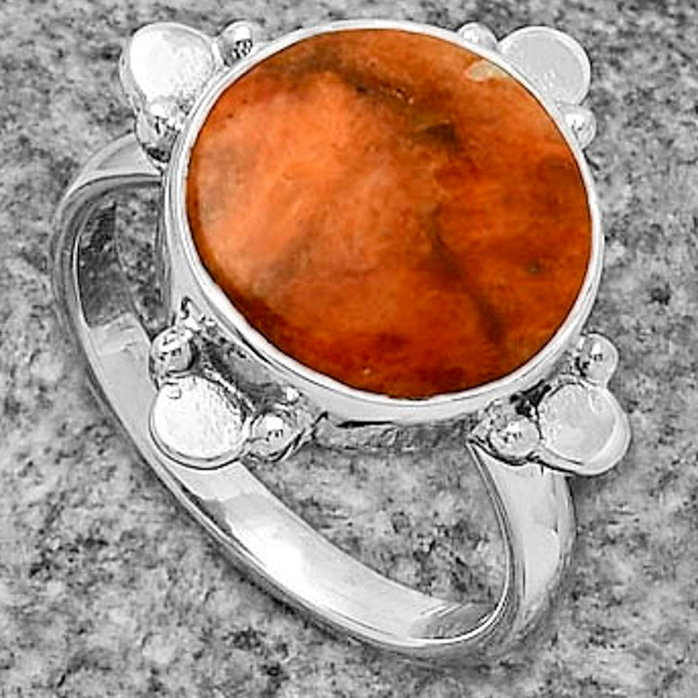 Natural Red Sponge Coral Ring size-7 R-1119 SDR177824