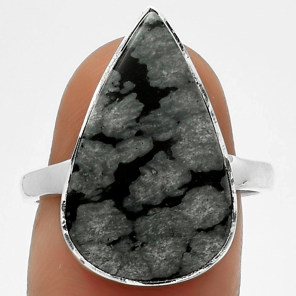 Natural Snow Flake Obsidian Ring size-8.5 R-1001 SDR178039
