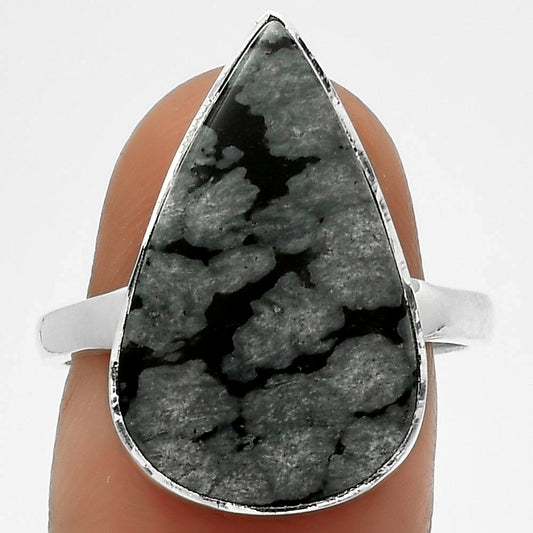 Natural Snow Flake Obsidian Ring size-8.5 R-1001 SDR178039
