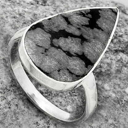 Natural Snow Flake Obsidian Ring size-8.5 R-1001 SDR178039