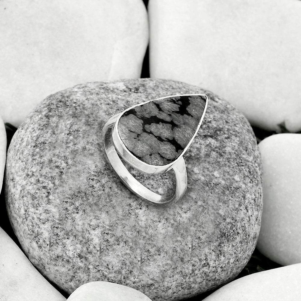 Natural Snow Flake Obsidian Ring size-8.5 R-1001 SDR178039