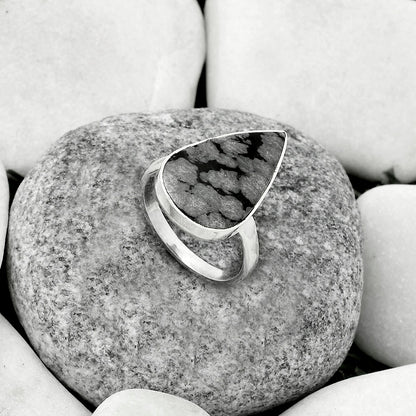 Natural Snow Flake Obsidian Ring size-8.5 R-1001 SDR178039