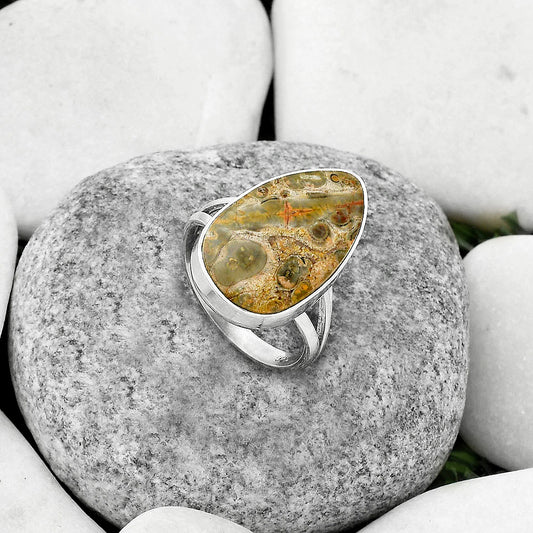 Natural Leopard Skin Jasper Ring size-8.5 R-1002 SDR178076