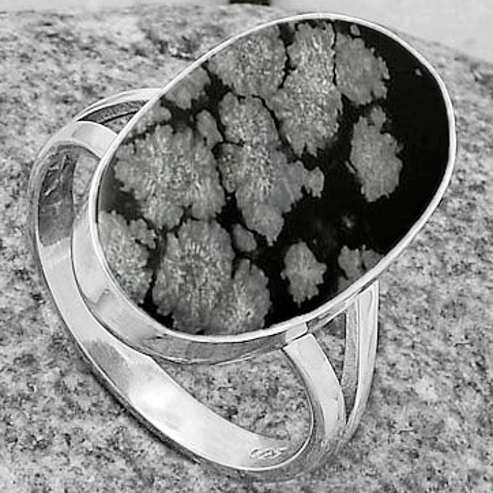 Natural Snow Flake Obsidian Ring size-8 R-1002 SDR178097