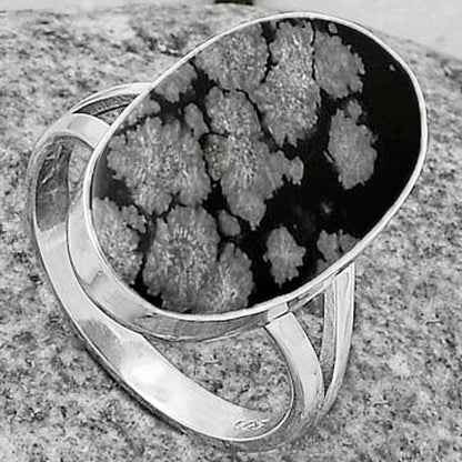 Natural Snow Flake Obsidian Ring size-8 R-1002 SDR178097