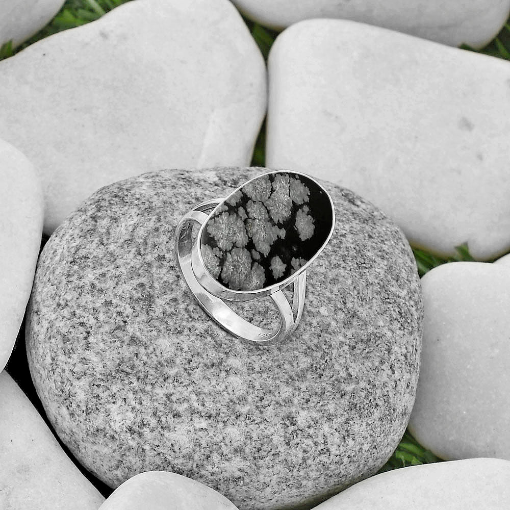Natural Snow Flake Obsidian Ring size-8 R-1002 SDR178097