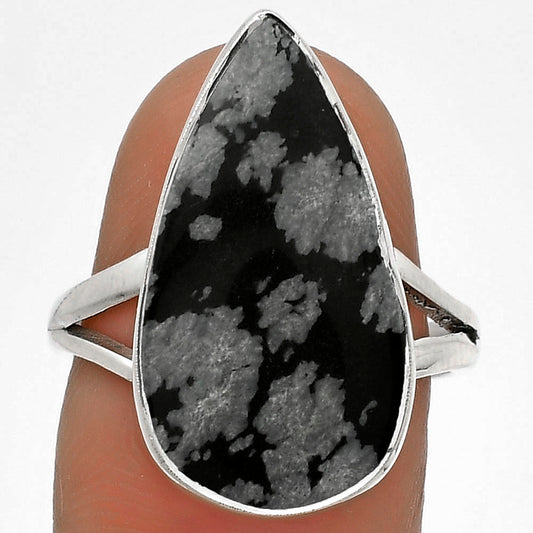 Natural Snow Flake Obsidian Ring size-7.5 R-1002 SDR178181