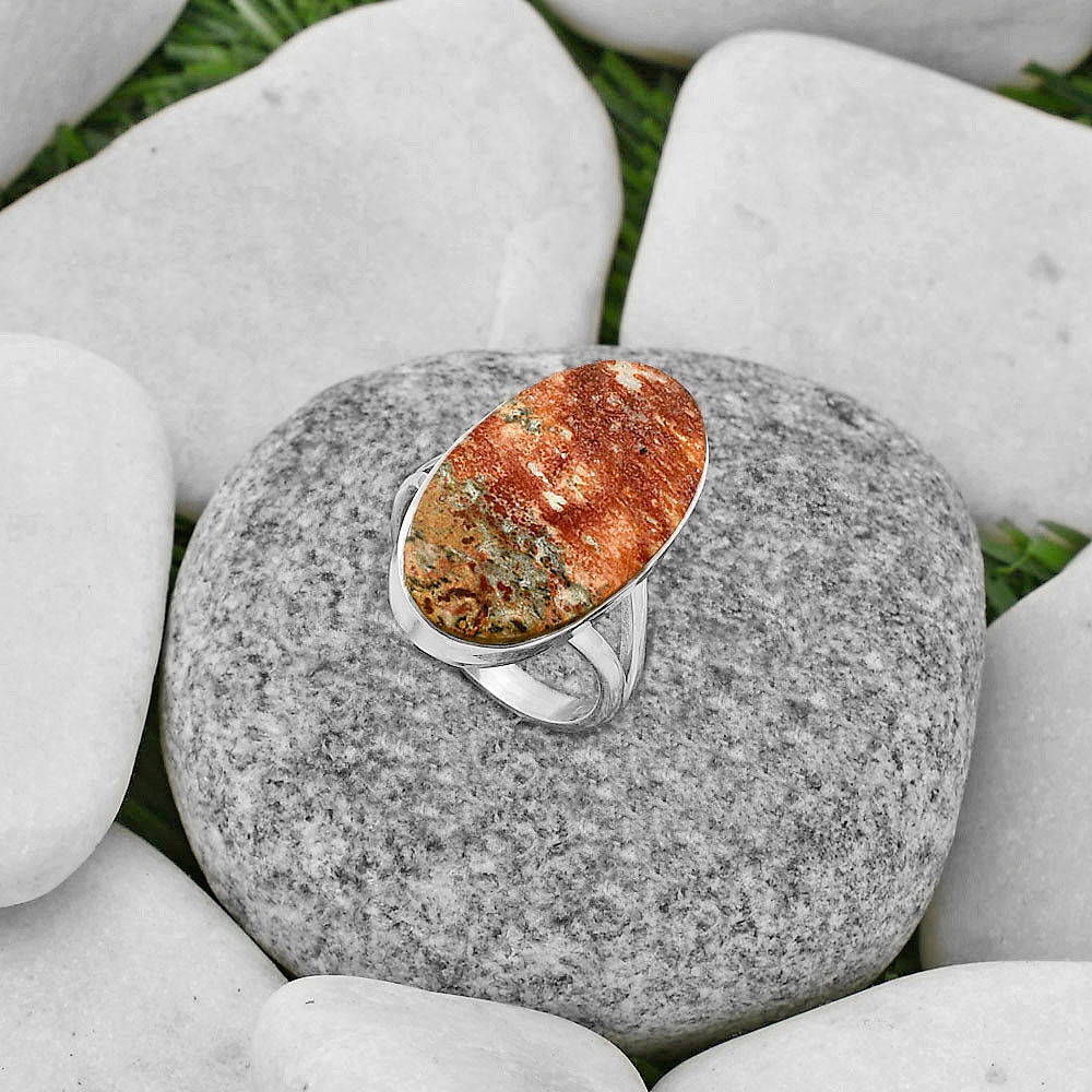 Natural Leopard Skin Jasper Ring size-7 R-1002 SDR178282