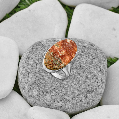 Natural Leopard Skin Jasper Ring size-7 R-1002 SDR178282