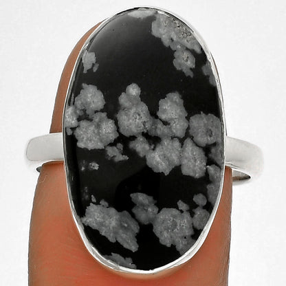 Natural Snow Flake Obsidian Ring size-8.5 R-1001 SDR178286