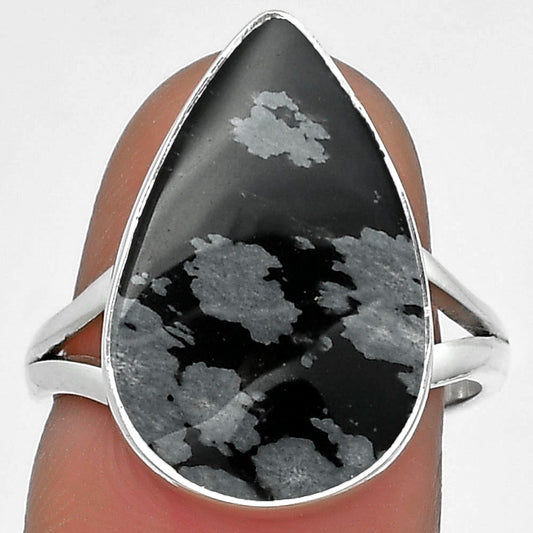 Natural Snow Flake Obsidian Ring size-7.5 R-1002 SDR178435