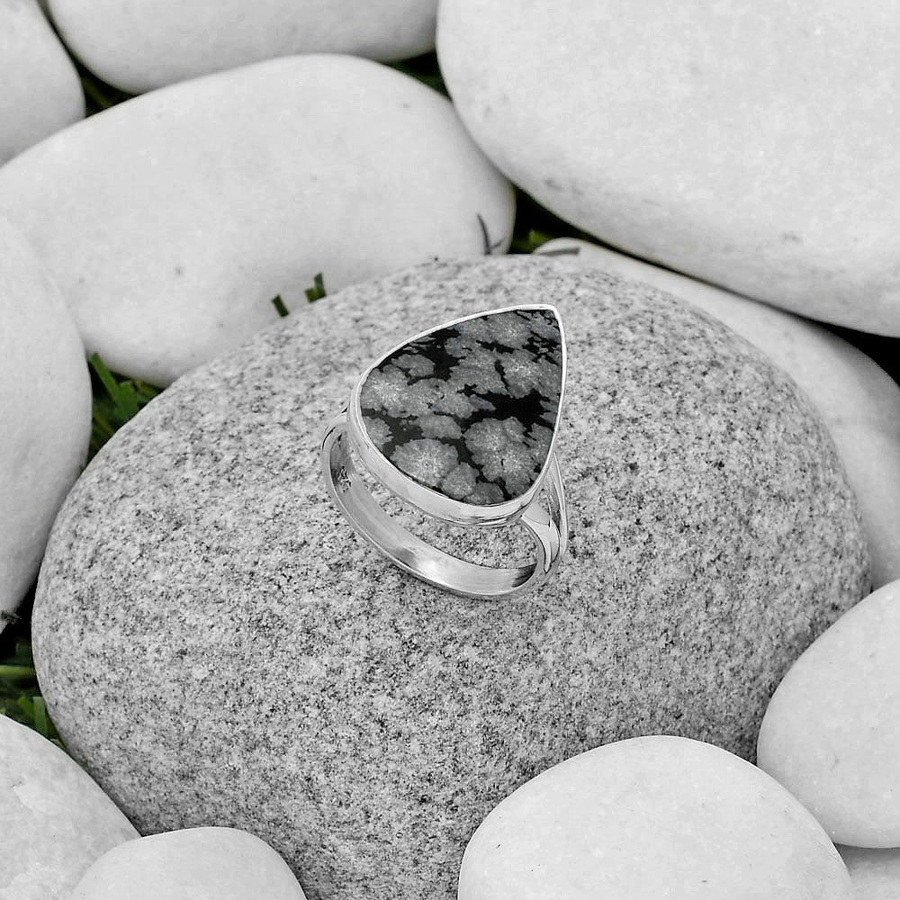 Natural Snow Flake Obsidian Ring size-7 R-1002 SDR178442