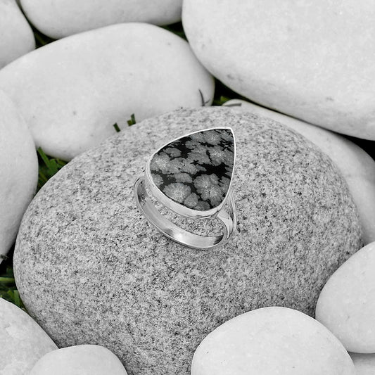 Natural Snow Flake Obsidian Ring size-7 R-1002 SDR178442
