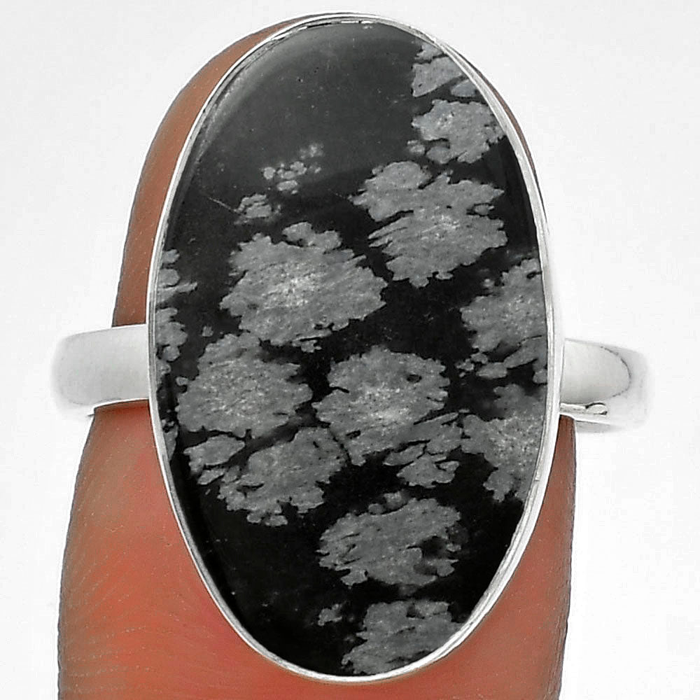 Natural Snow Flake Obsidian Ring size-8.5 R-1001 SDR178453