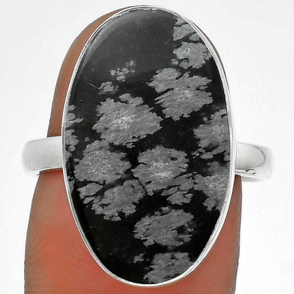 Natural Snow Flake Obsidian Ring size-8.5 R-1001 SDR178453