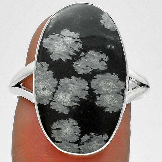 Natural Snow Flake Obsidian Ring size-8.5 R-1002 SDR178463