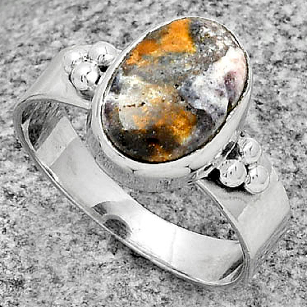 Natural Indian Blanket Jasper Ring size-8 R-1715 SDR179015