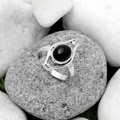 Natural Black Onyx - Brazil Ring size-7 R-1663 SDR179077