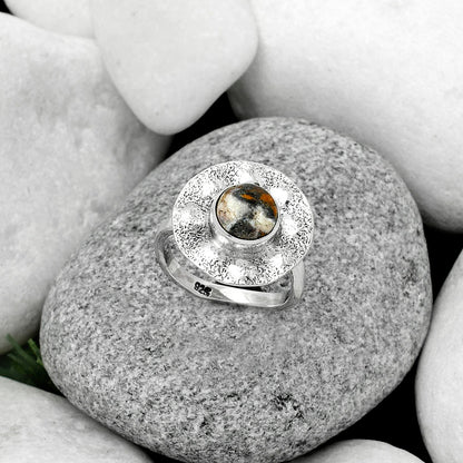 Natural Indian Blanket Jasper Ring size-7 R-1531 SDR179127
