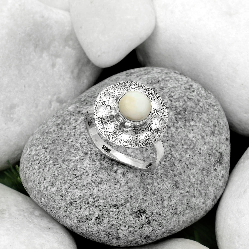 Natural White Opal Ring size-9.5 R-1531 SDR179144