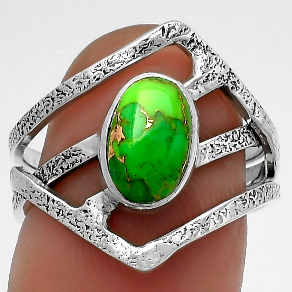 Copper Green Turquoise - Arizona Ring size-7.5 R-1471 SDR179286