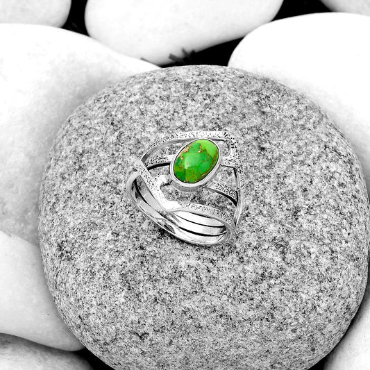 Copper Green Turquoise - Arizona Ring size-7.5 R-1471 SDR179286