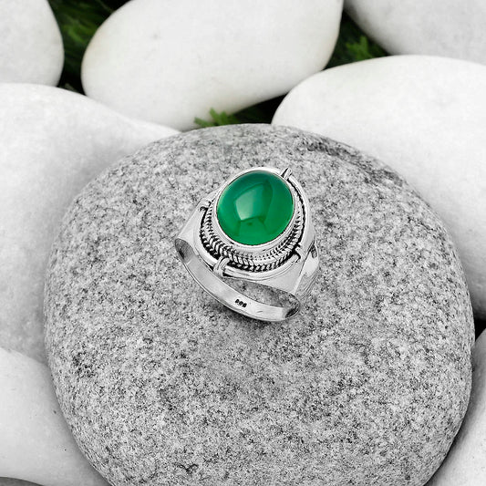 Natural Green Onyx Ring size-8.5 R-1539 SDR179352