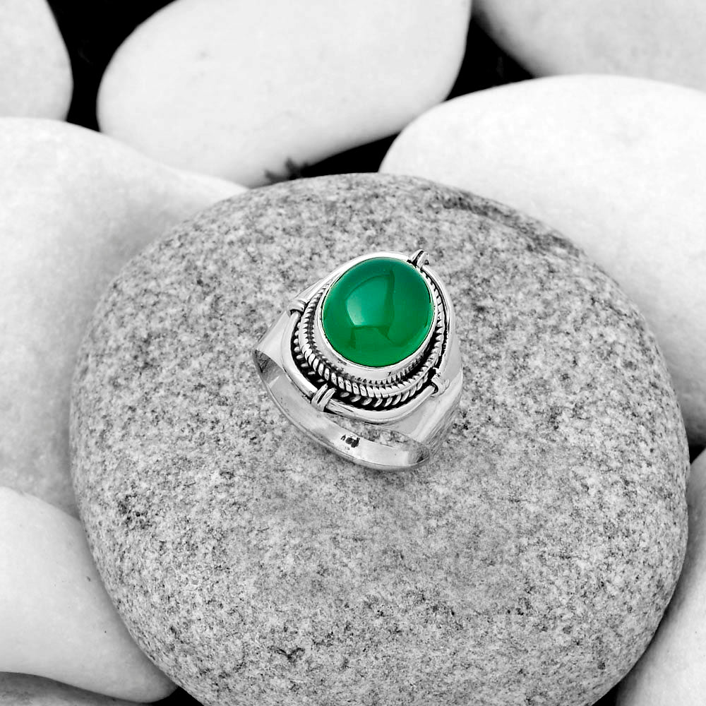 Natural Green Onyx Ring size-8 R-1539 SDR179363