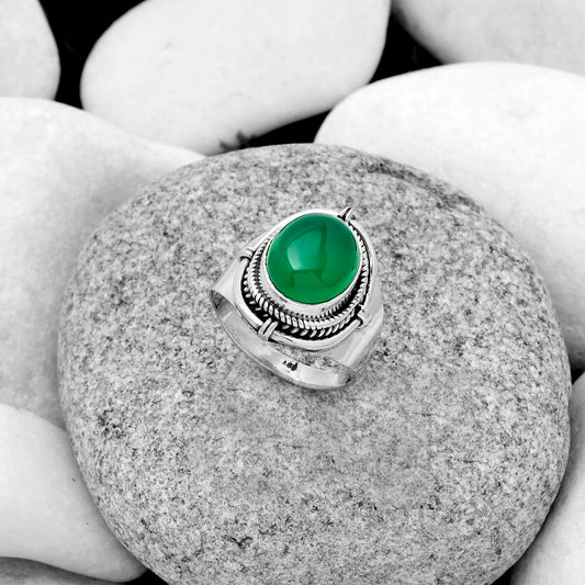 Natural Green Onyx Ring size-8 R-1539 SDR179363