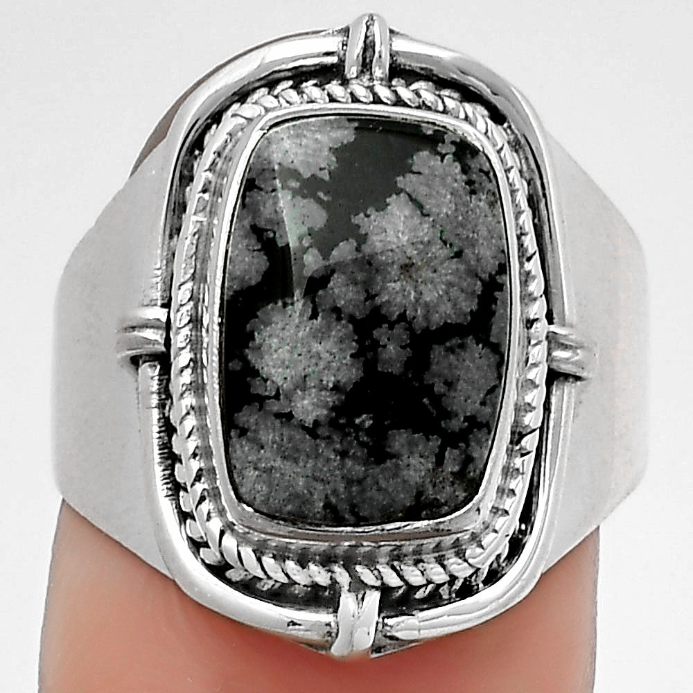 Natural Snow Flake Obsidian Ring size-7.5 R-1539 SDR179372