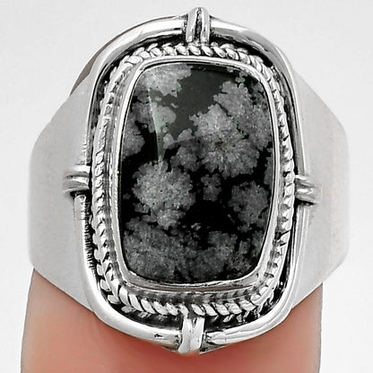 Natural Snow Flake Obsidian Ring size-7.5 R-1539 SDR179372