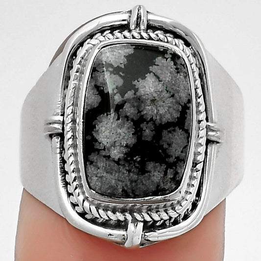Natural Snow Flake Obsidian Ring size-7.5 R-1539 SDR179372