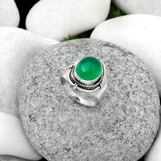 Natural Green Onyx Ring size-8 R-1539 SDR179375