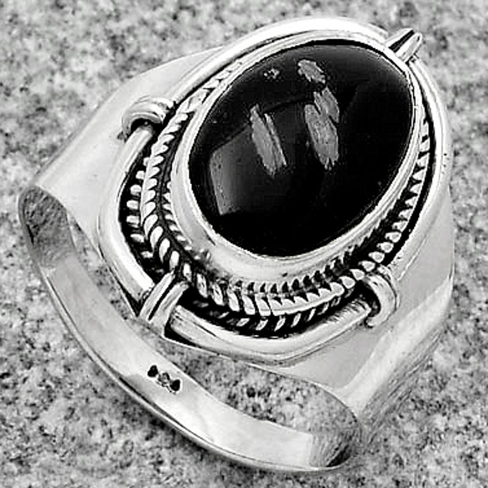 Natural Snow Flake Obsidian Ring size-8 R-1539 SDR179379
