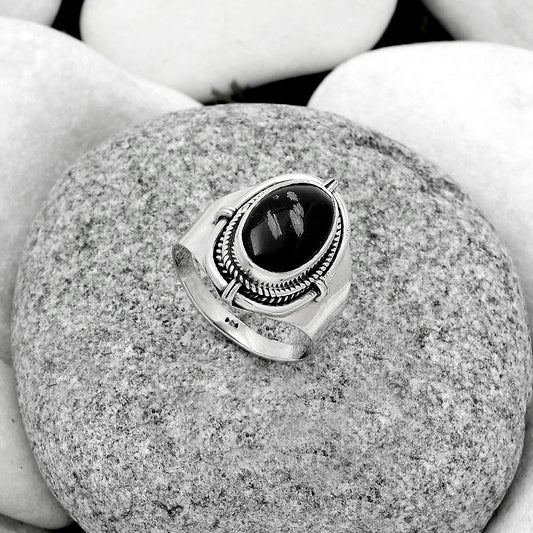 Natural Snow Flake Obsidian Ring size-8 R-1539 SDR179379