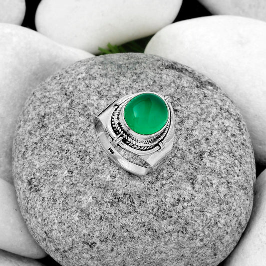 Natural Green Onyx Ring size-8 R-1539 SDR179380