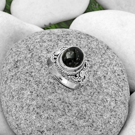 Natural Nuummite Ring size-7.5 R-1170 SDR179423