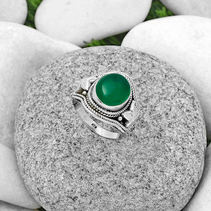 Natural Green Onyx Ring size-7.5 R-1312 SDR179448