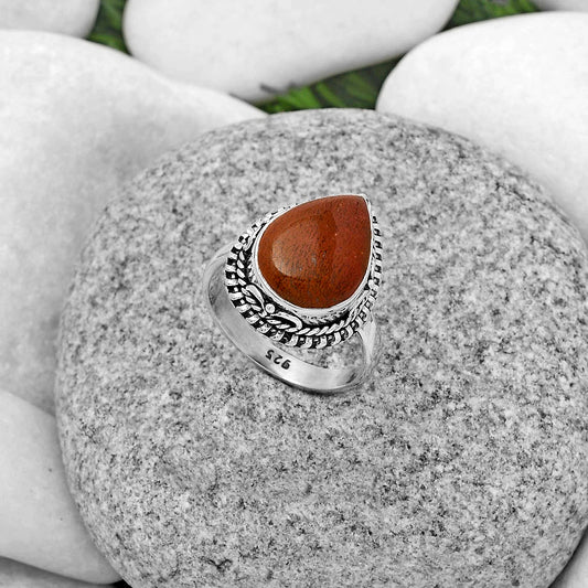 Natural Red Moss Agate Ring size-7.5 R-1279 SDR179481