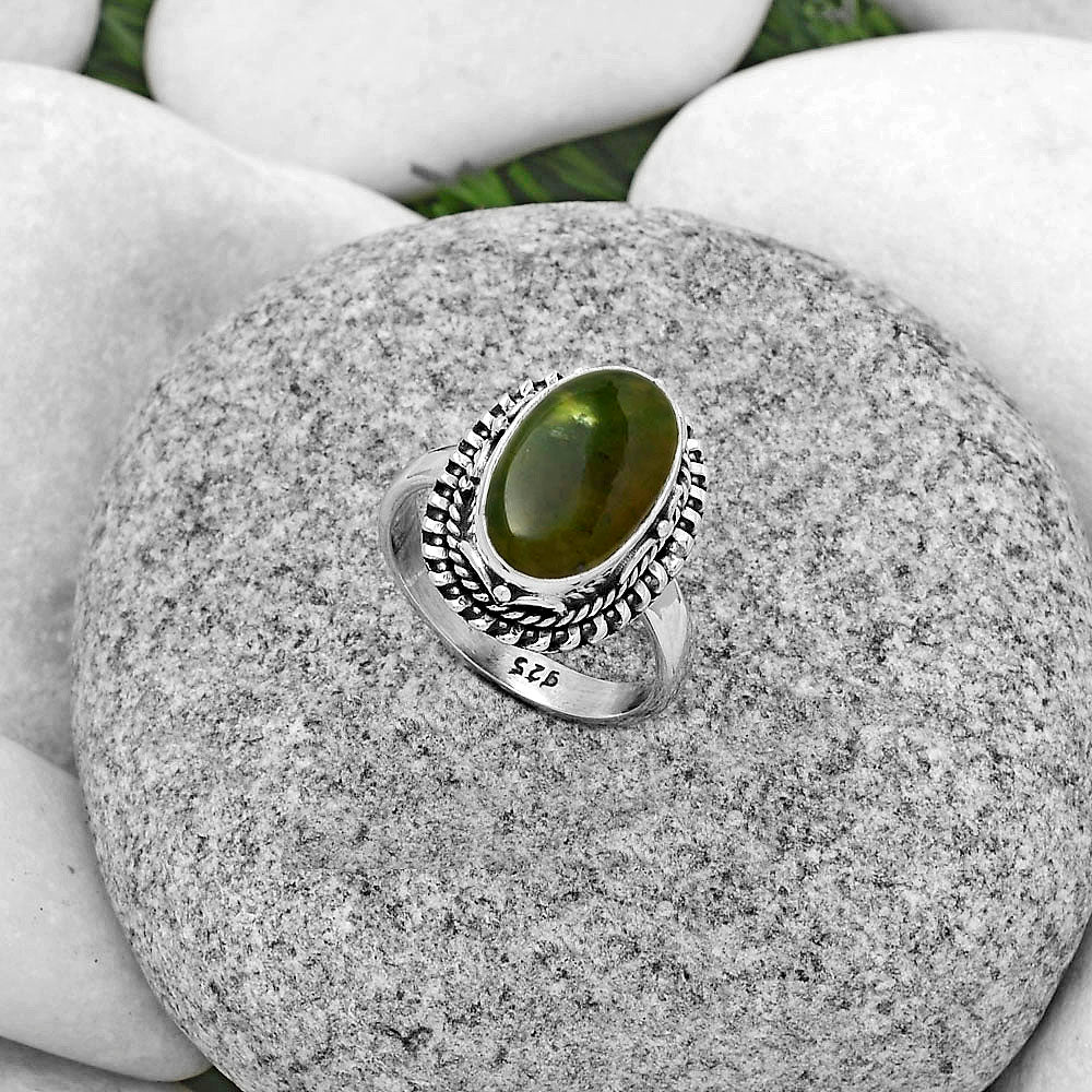 Natural Chrome Chalcedony Ring size-6.5 R-1279 SDR179483